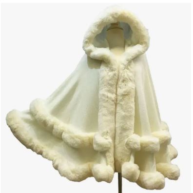 Fur Trimmed Cape w/ Hoodie