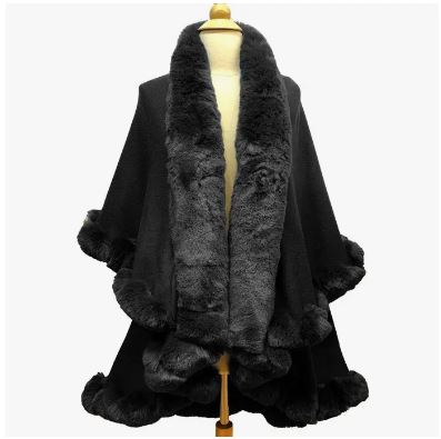 Fur Trimmed Cape w/ Collar