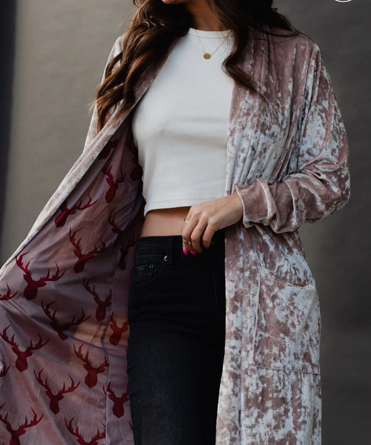 Champagne Pink Velvet Duster