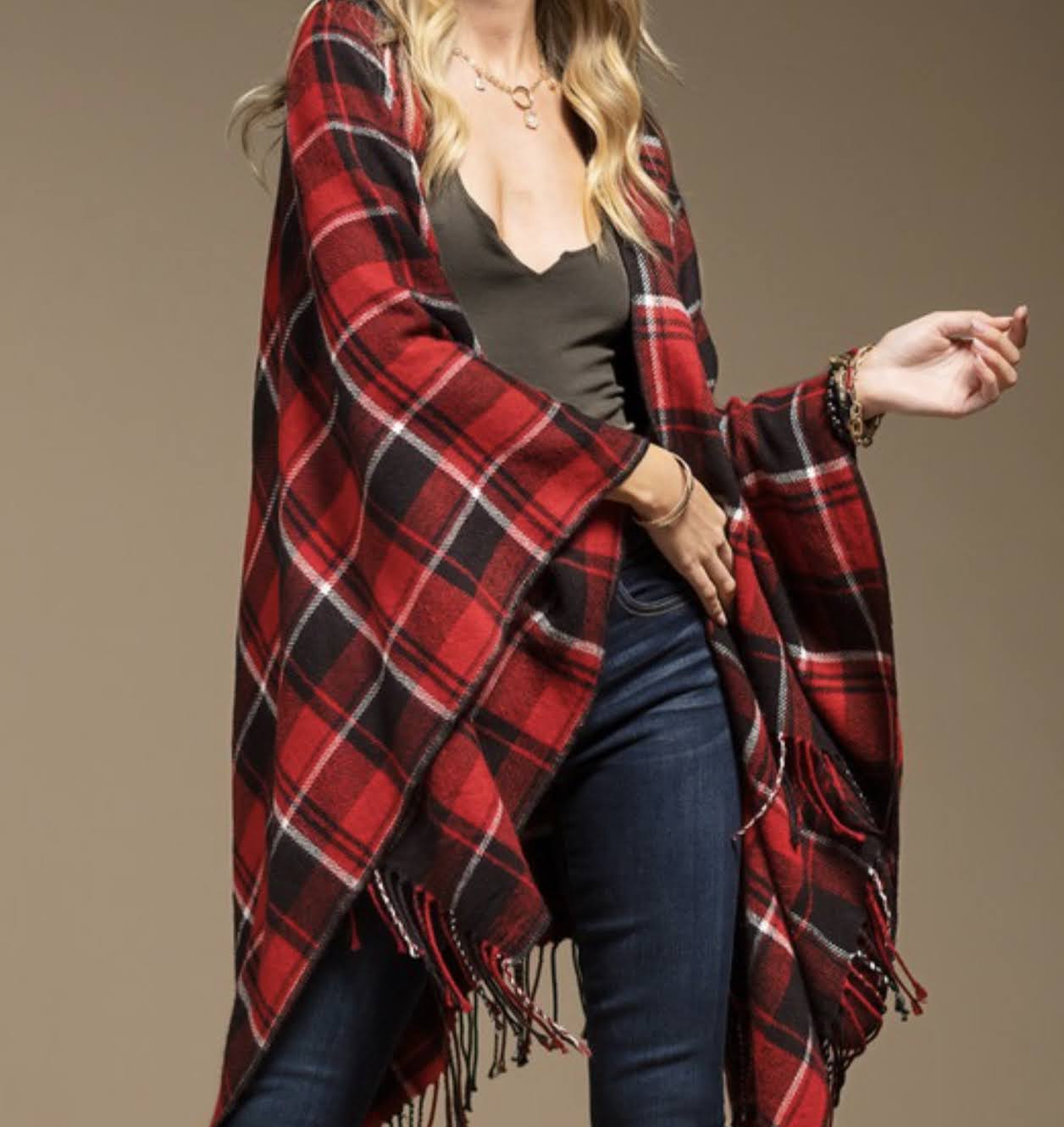 The Red Plaid Poncho