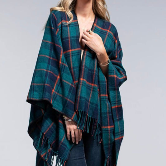 The Teal Plaid Poncho