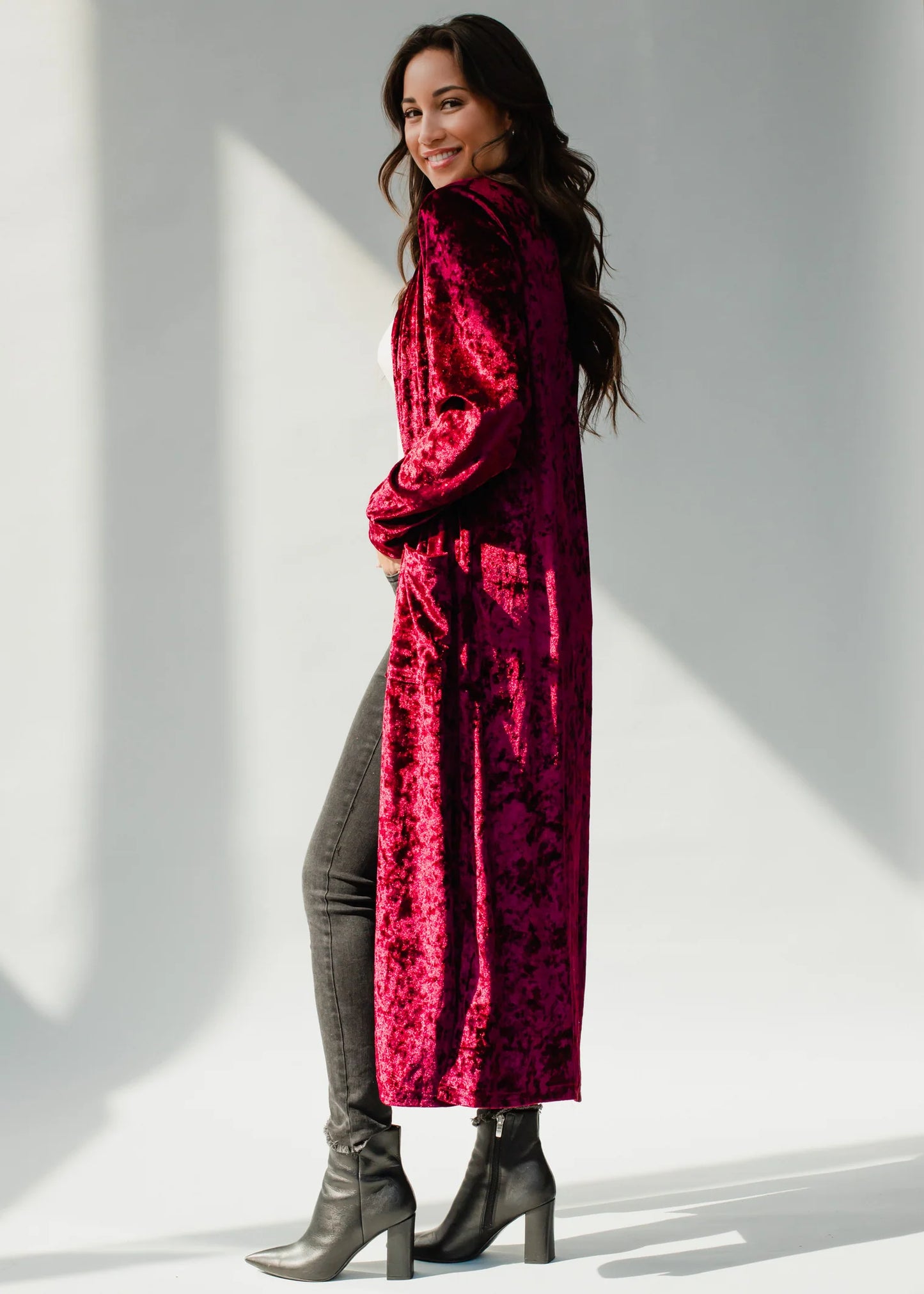 Wine Velvet Duster